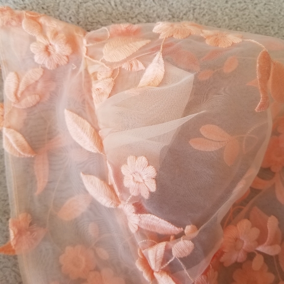 ⭐HOST PICK⭐ZARA Peach Organza Puff Sleeve Crop Top - Picture 9 of 11